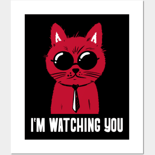 agent cat watching on you Posters and Art